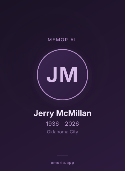 Memorial portrait of Jerry McMillan