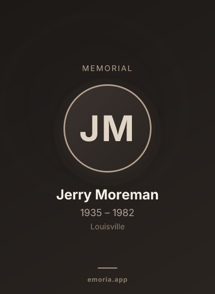 Memorial portrait of Jerry Moreman