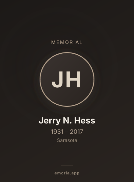 Memorial portrait of Jerry N. Hess