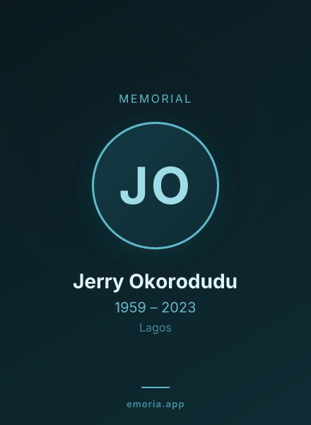 Memorial portrait of Jerry Okorodudu