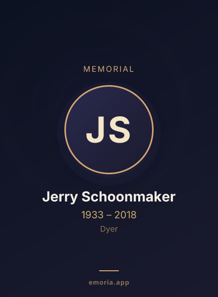 Memorial portrait of Jerry Schoonmaker