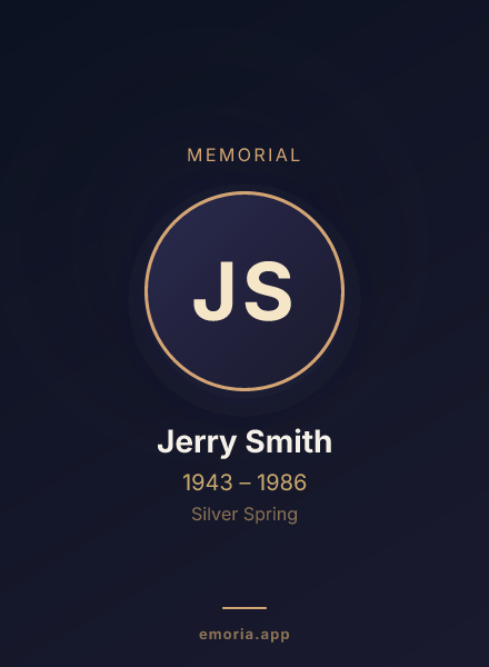Memorial portrait of Jerry Smith
