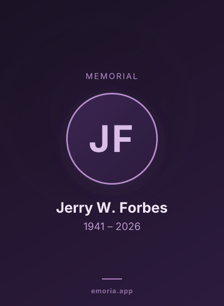 Memorial portrait of Jerry W. Forbes