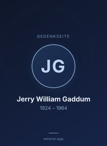 Gedenkportrait von Jerry William Gaddum