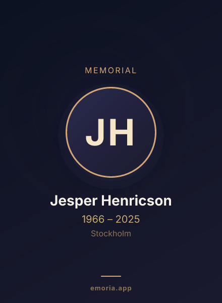 Memorial portrait of Jesper Henricson