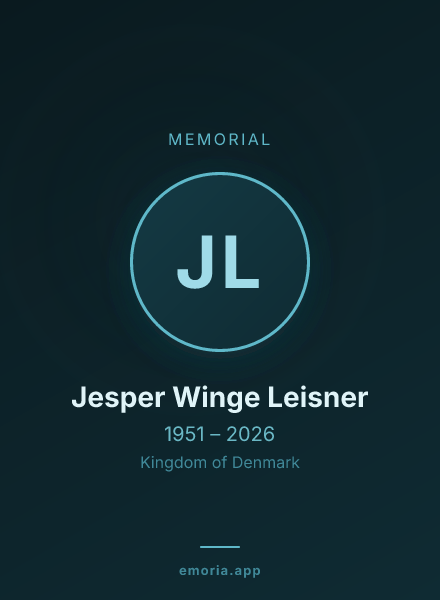 Memorial portrait of Jesper Winge Leisner