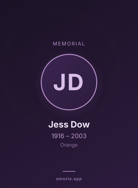 Memorial portrait of Jess Dow