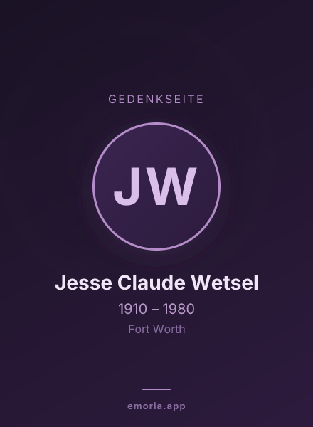 Gedenkportrait von Jesse Claude Wetsel