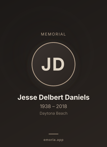 Memorial portrait of Jesse Delbert Daniels