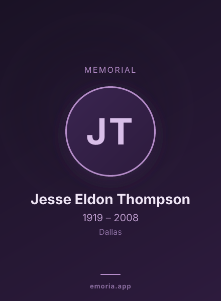 Memorial portrait of Jesse Eldon Thompson