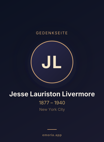 Gedenkportrait von Jesse Lauriston Livermore