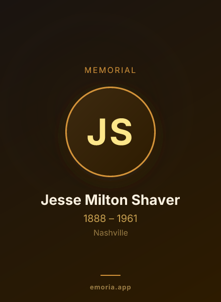 Memorial portrait of Jesse Milton Shaver