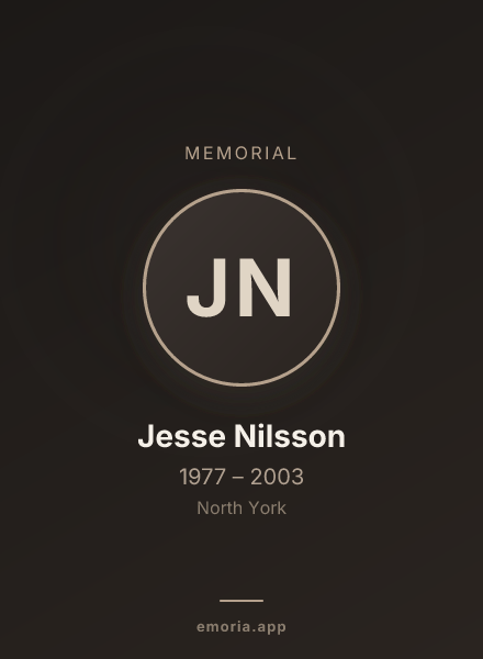 Memorial portrait of Jesse Nilsson