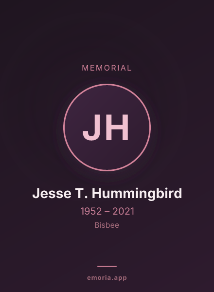 Memorial portrait of Jesse T. Hummingbird