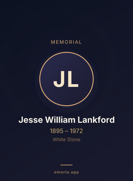 Memorial portrait of Jesse William Lankford