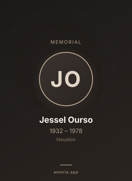 Memorial portrait of Jessel Ourso