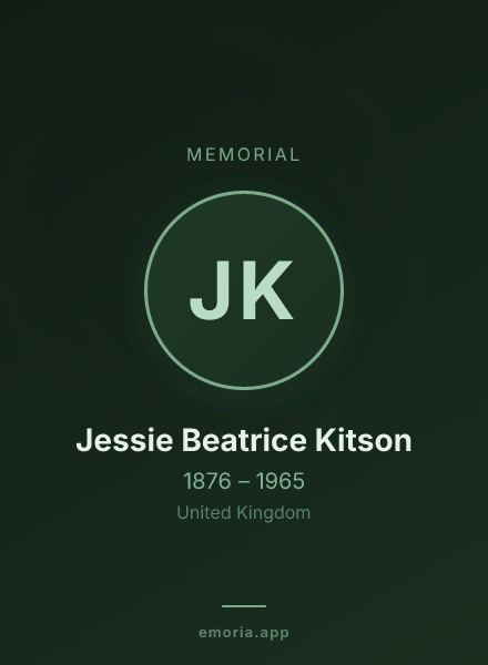 Memorial portrait of Jessie Beatrice Kitson