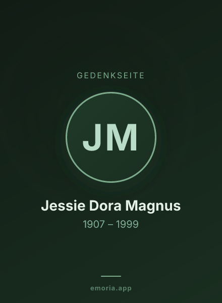 Gedenkportrait von Jessie Dora Magnus