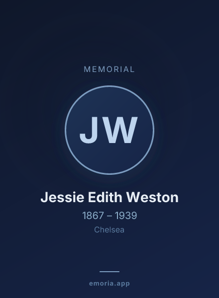 Memorial portrait of Jessie Edith Weston