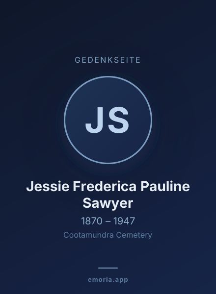 Gedenkportrait von Jessie Frederica Pauline Sawyer