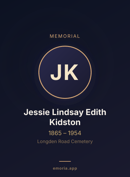 Memorial portrait of Jessie Lindsay Edith Kidston