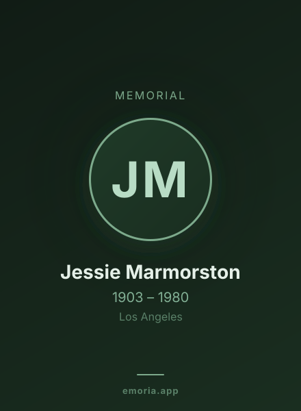 Memorial portrait of Jessie Marmorston
