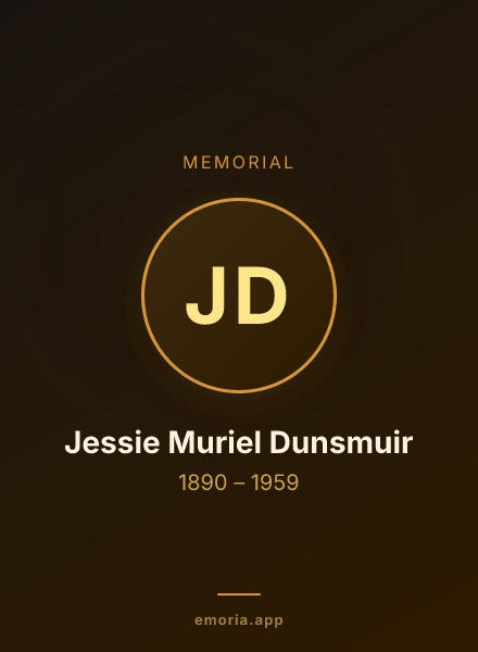 Memorial portrait of Jessie Muriel Dunsmuir