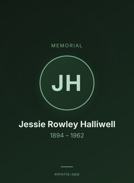 Memorial portrait of Jessie Rowley Halliwell