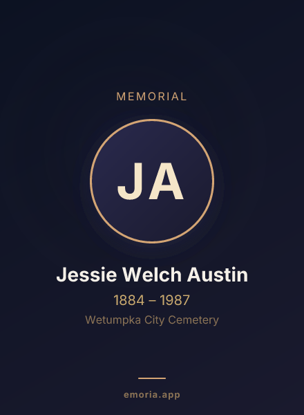 Memorial portrait of Jessie Welch Austin
