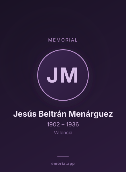 Memorial portrait of Jesús Beltrán Menárguez