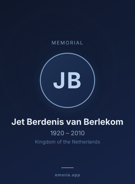 Memorial portrait of Jet Berdenis van Berlekom