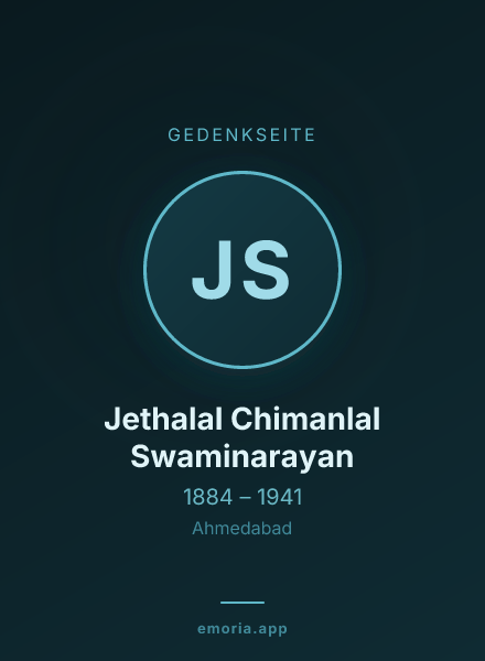 Gedenkportrait von Jethalal Chimanlal Swaminarayan