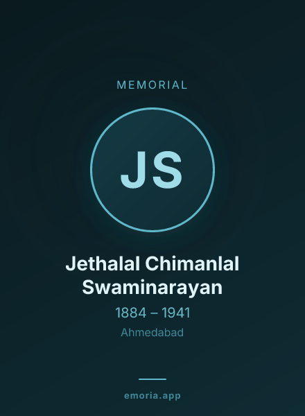 Memorial portrait of Jethalal Chimanlal Swaminarayan