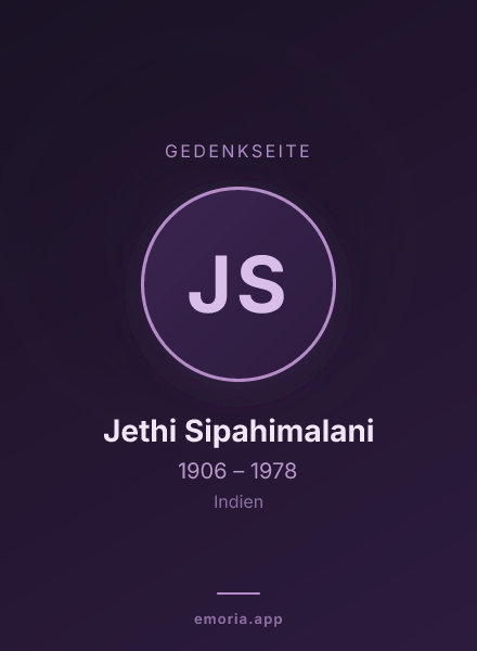 Gedenkportrait von Jethi Sipahimalani