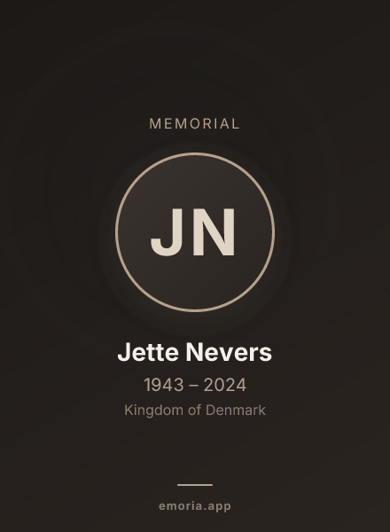 Memorial portrait of Jette Nevers