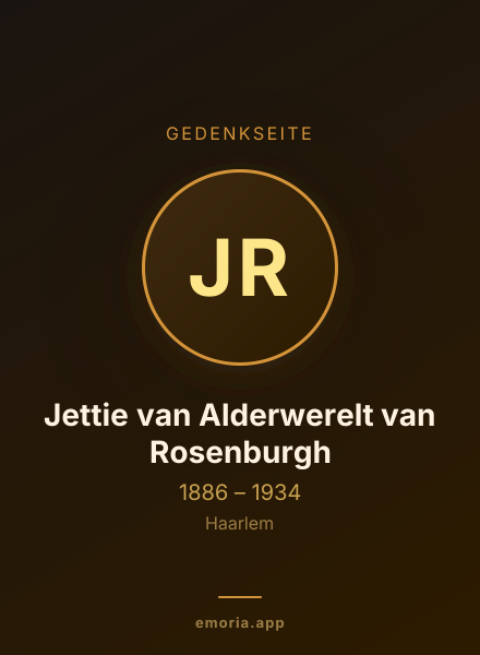 Gedenkportrait von Jettie van Alderwerelt van Rosenburgh