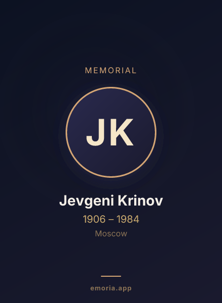 Memorial portrait of Jevgeni Krinov