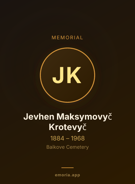 Memorial portrait of Jevhen Maksymovyč Krotevyč
