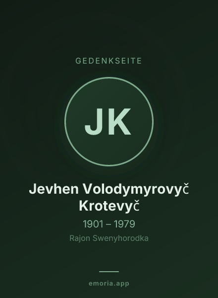 Gedenkportrait von Jevhen Volodymyrovyč Krotevyč
