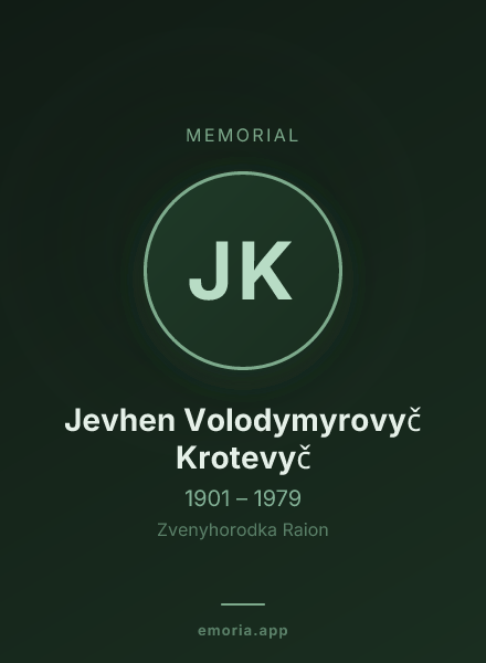 Memorial portrait of Jevhen Volodymyrovyč Krotevyč