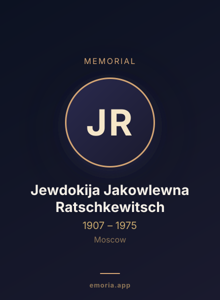 Memorial portrait of Jewdokija Jakowlewna Ratschkewitsch