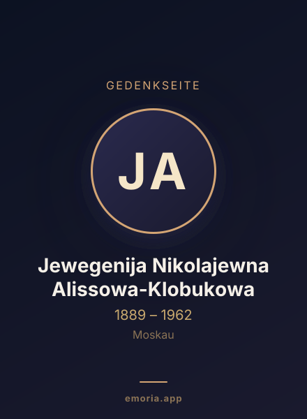 Gedenkportrait von Jewegenija Nikolajewna Alissowa-Klobukowa