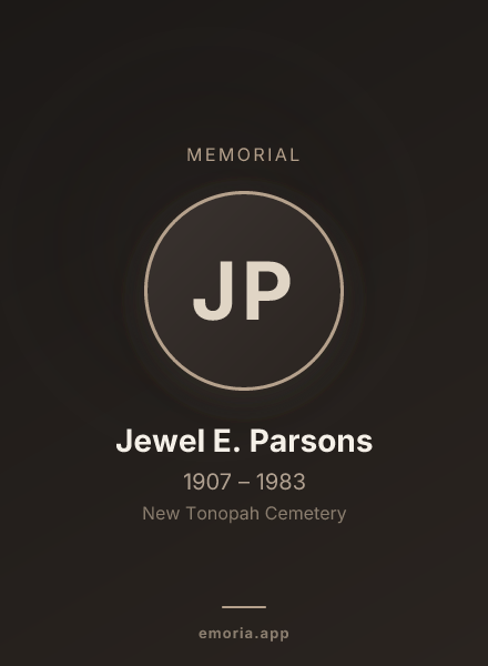 Memorial portrait of Jewel E. Parsons