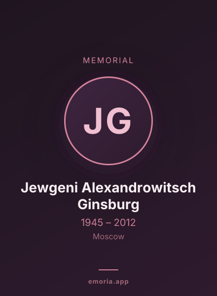 Memorial portrait of Jewgeni Alexandrowitsch Ginsburg