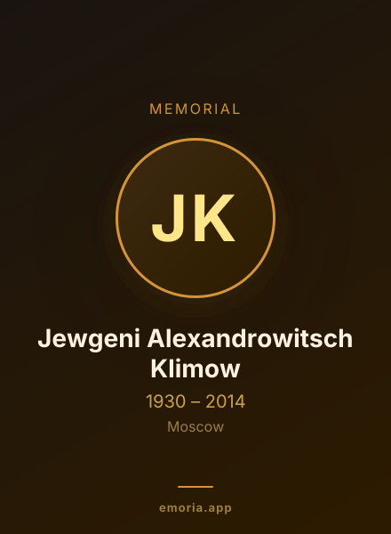 Memorial portrait of Jewgeni Alexandrowitsch Klimow