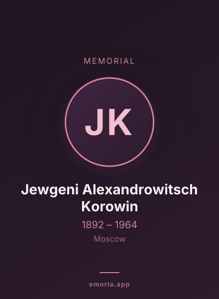 Memorial portrait of Jewgeni Alexandrowitsch Korowin