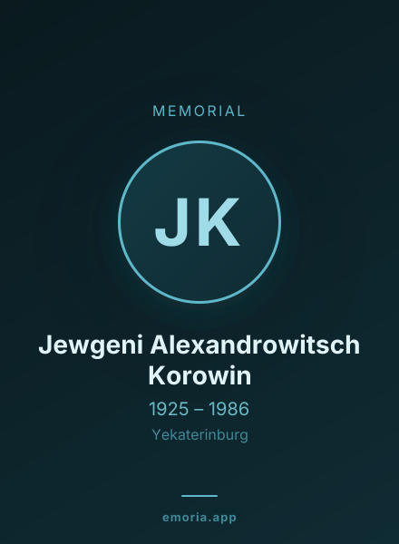 Memorial portrait of Jewgeni Alexandrowitsch Korowin