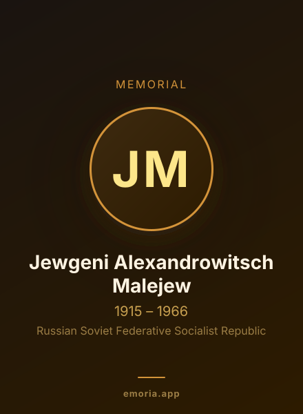 Memorial portrait of Jewgeni Alexandrowitsch Malejew
