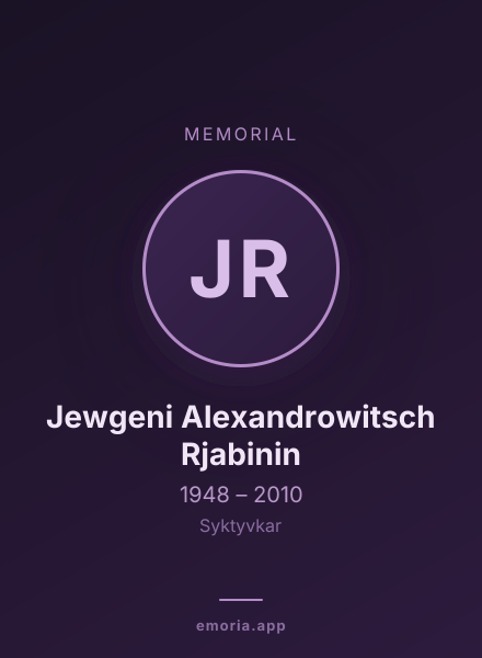 Memorial portrait of Jewgeni Alexandrowitsch Rjabinin