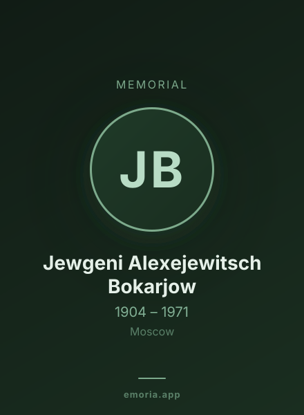 Memorial portrait of Jewgeni Alexejewitsch Bokarjow